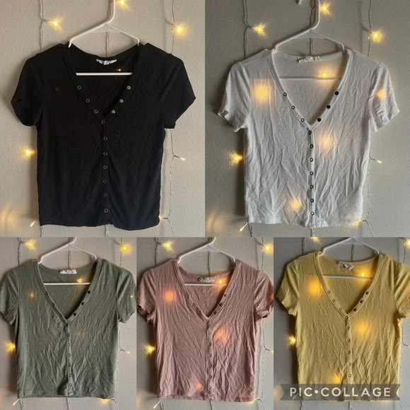 Bundle of 5 Ribbed Button Down T-Shirts​​​​ - Picture 1 of 6